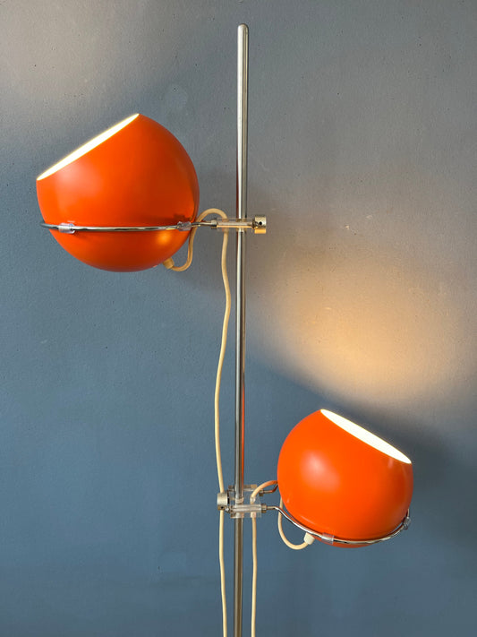 Vintage GEPO Floor Lamp - Orange Eyeball Lamp - Red Space Age 70s Standing Light