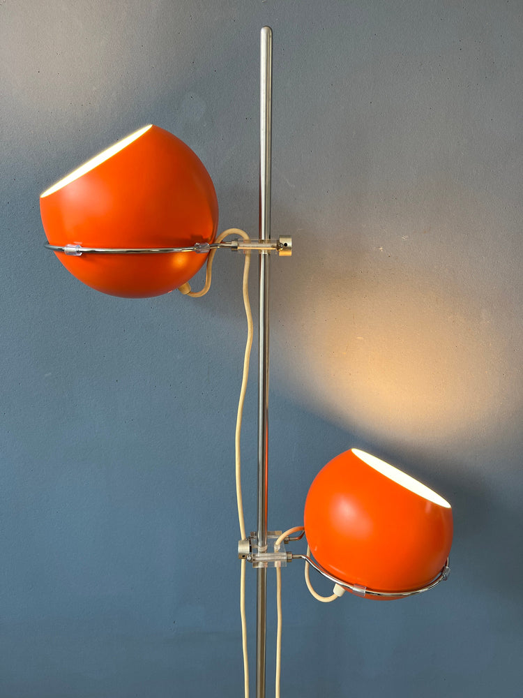 Vintage GEPO Floor Lamp - Orange Eyeball Lamp - Red Space Age 70s Standing Light