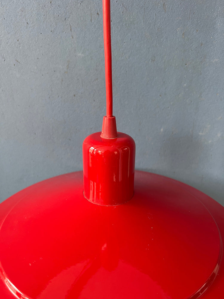 Vintage Happylight Red Metal Space Age Hanging Lamp