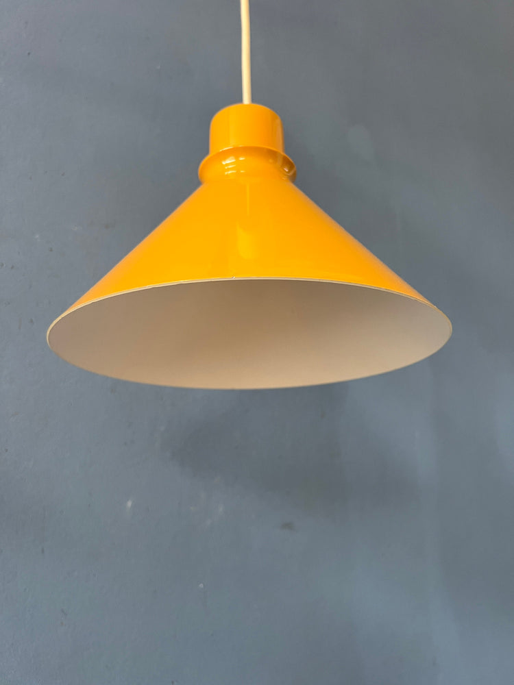 Set (2) of Vintage Yellow Metal Hanging Lamps