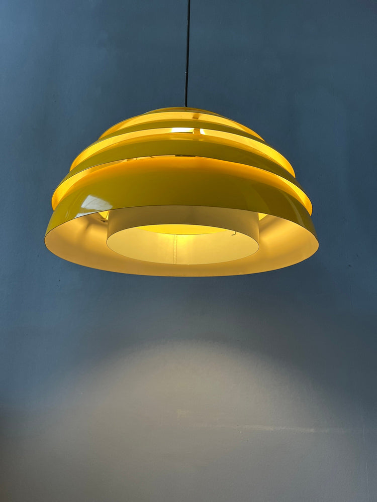 Mid Century Hans-Agne Jakobsson Yellow Dome Hanging Lamp