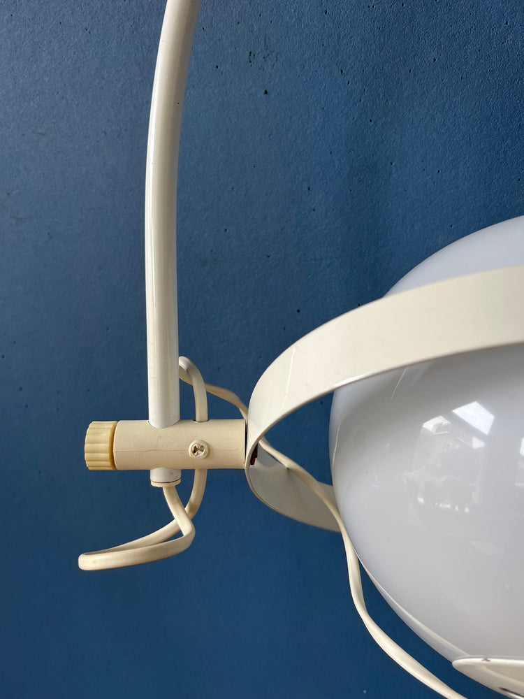 Mid Century White Space Age Mushroom Arc Wall Lamp