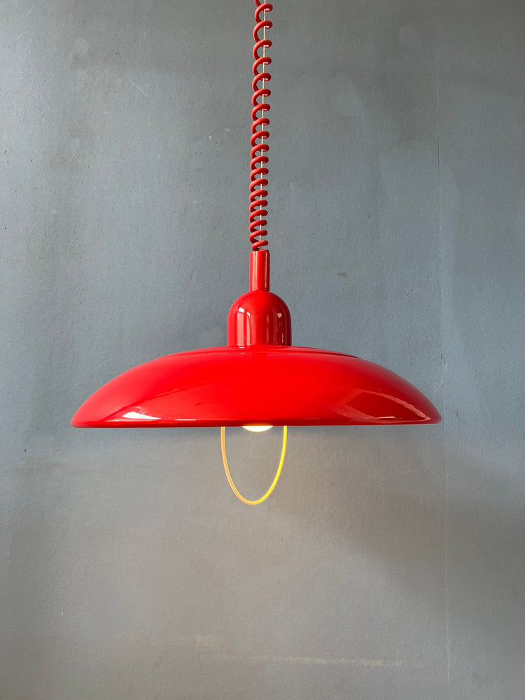 Vintage Red Metal Space Age Pendant Lamp