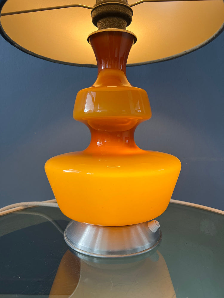 Mid Century Holmegaard Glass Table Lamp with Velours Shade