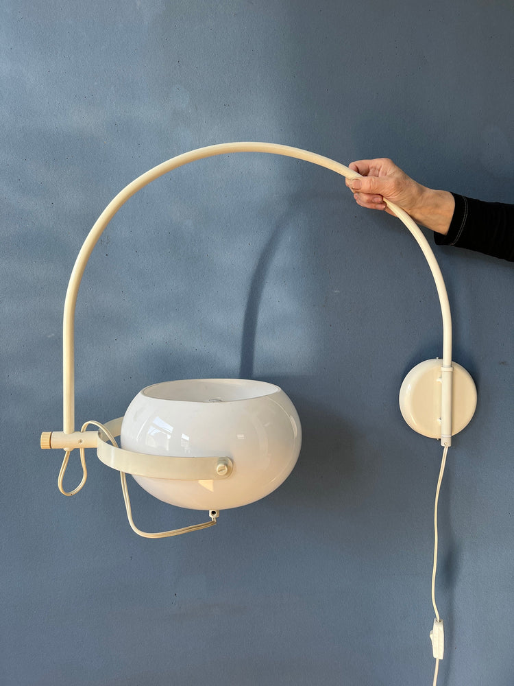 Mid Century Dijkstra Arc Wall Lamp - White Swing Arm Wall Light