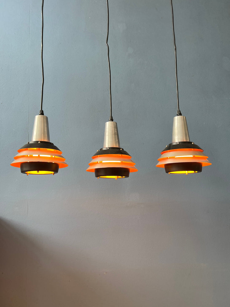 Vintage Orange Space Age Lakro Pendant Lamp - Carl Thore Trava Style 70s Lamp