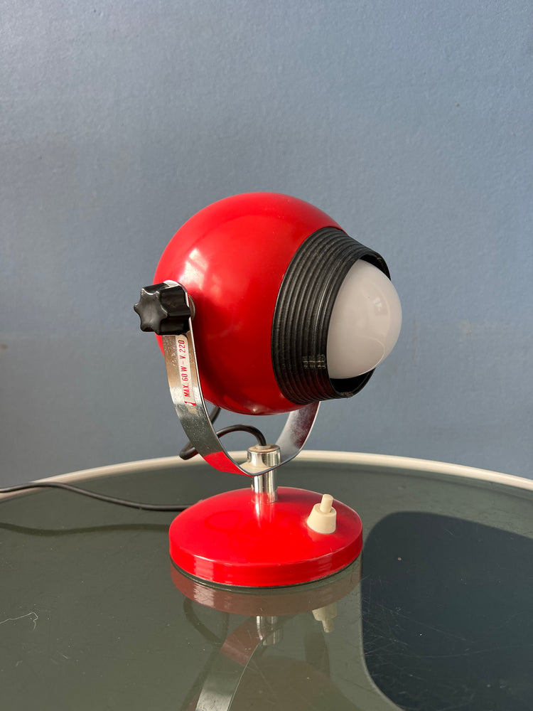 Red Mid Century Space Age Eyeball Table Lamp