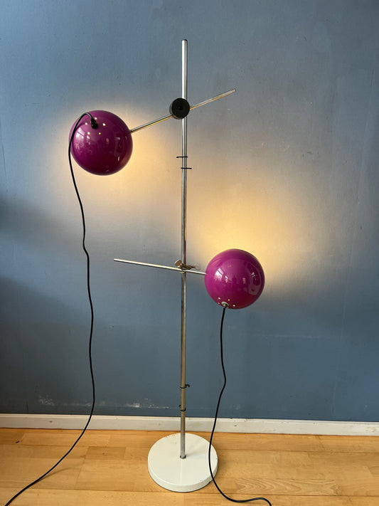 Purple Mid Century Swivel Arm Eyeball Floor Lamp