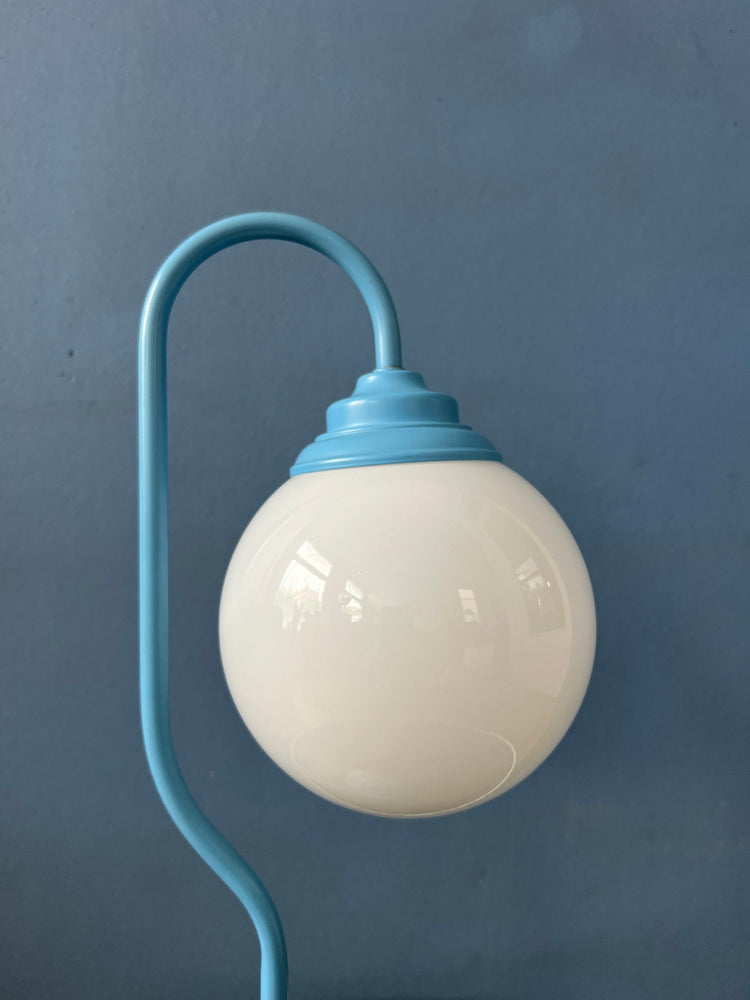 80s Blue Opaline Glass Table Lamp