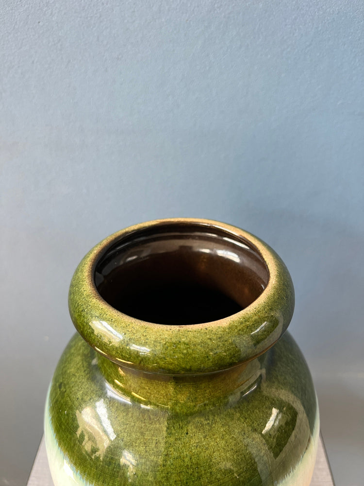 Green and Yellow Scheurich West Germany Ceramic Vase