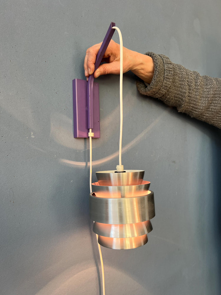 Small Purple Mid Century Lakro Rod 'Trava' Wall Lamp