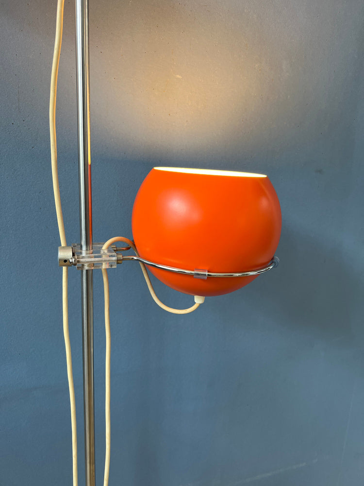 Vintage GEPO Floor Lamp - Orange Eyeball Lamp - Red Space Age 70s Standing Light