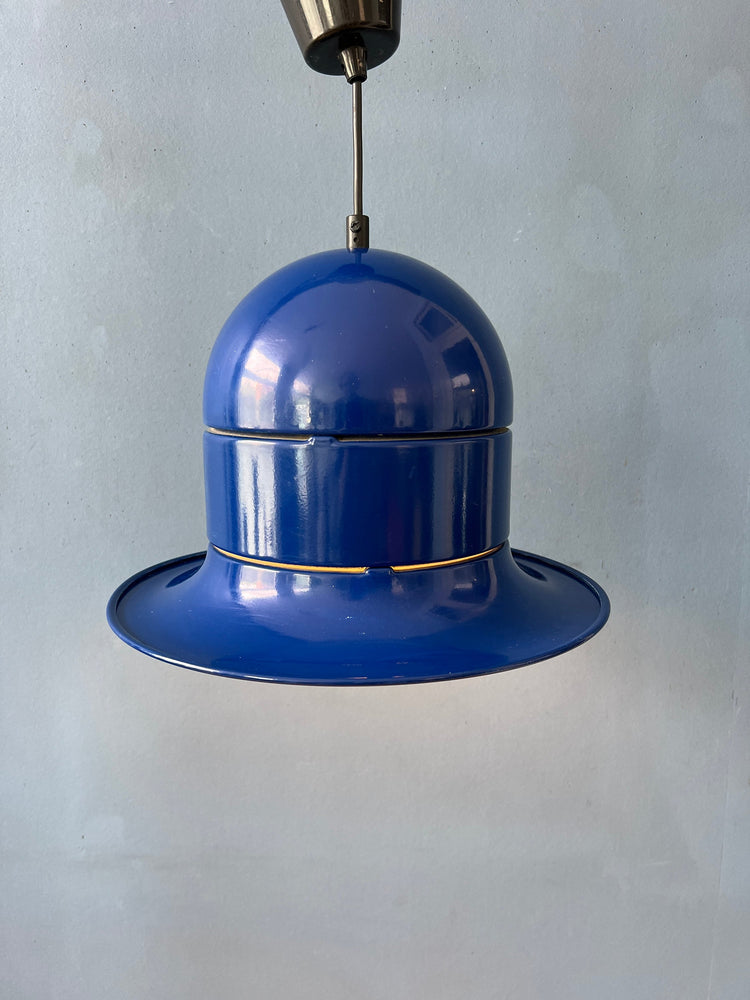 Blue Mid Century Flying Saucer UFO Pendant Lamp