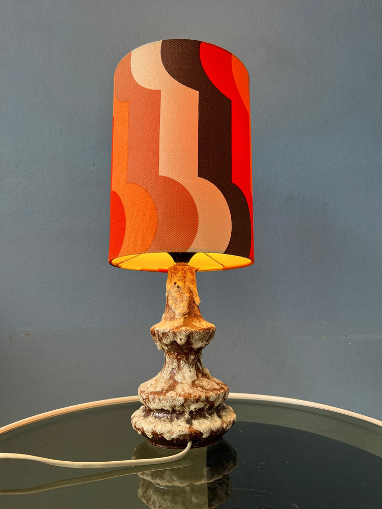 Orange Ceramic West Germany Fat Lava Space Age Table Lamp
