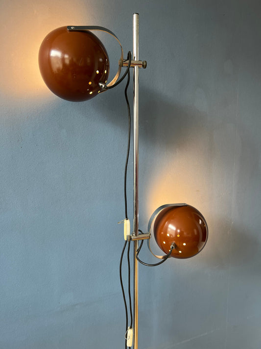 Brown Vintage Herda Eyeball Floor Lamp | Vintage Space Age Standing Light