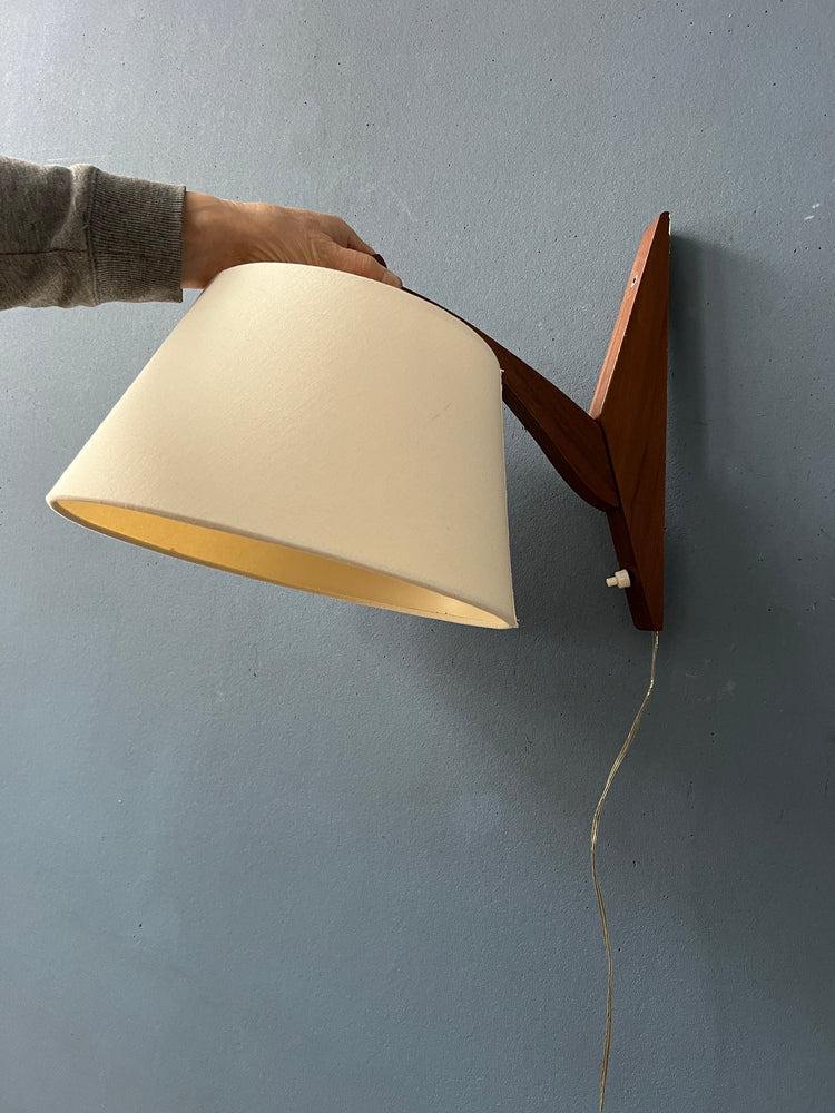 Small Danish Style Teak Wood Wall Light