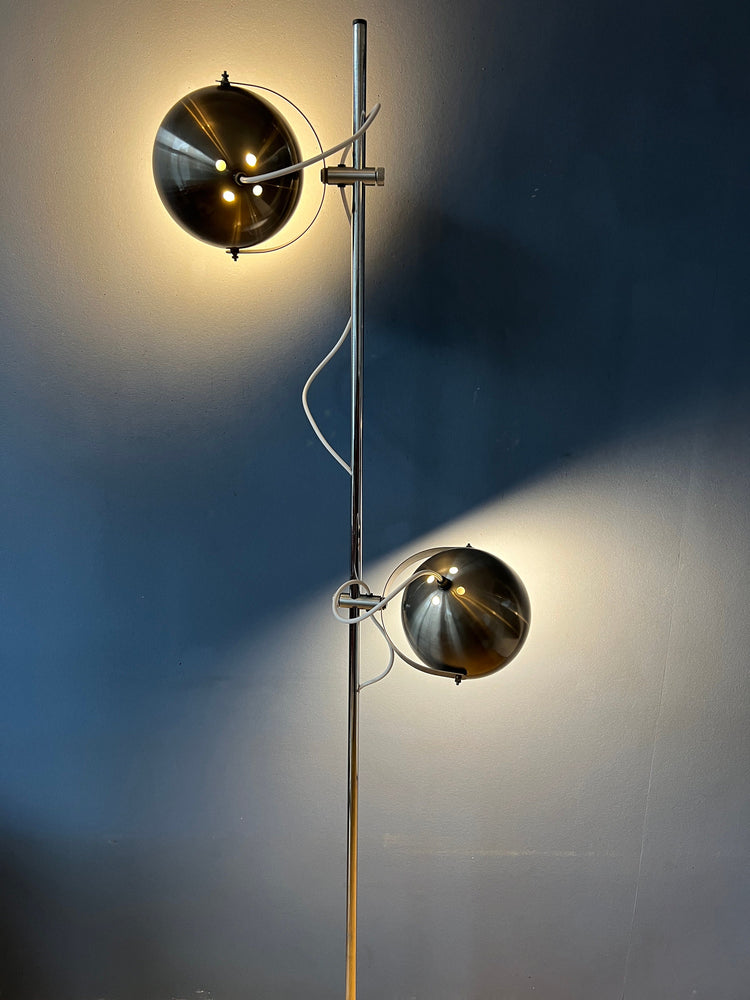 Vintage Dark Silver Herda Space Age Eyeball Floor Lamp