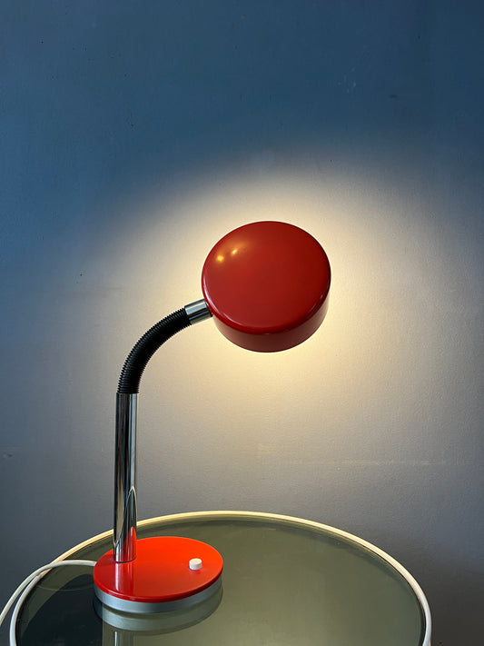 Red Adjustable Mid Century Cosack Table Lamp