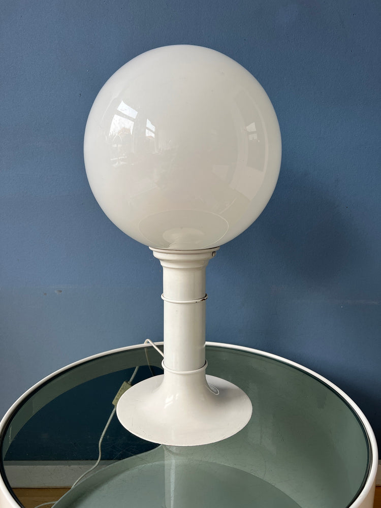 White Space Age Woja Holland Table Lamp with Opaline Glass Shade