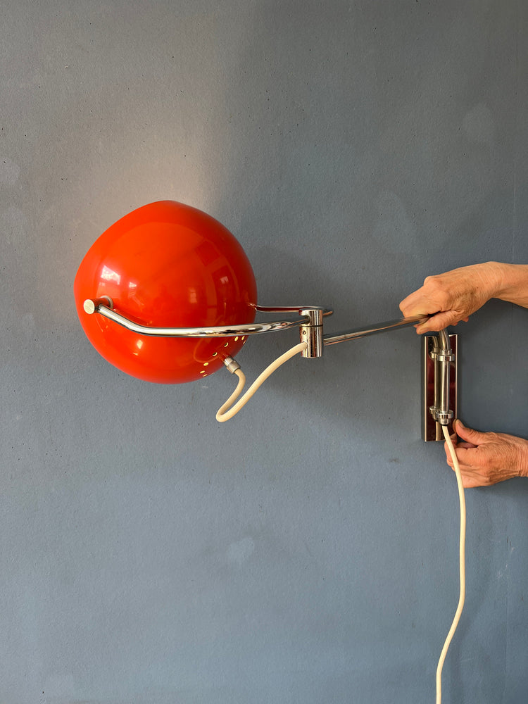 Red GEPO Wall Lamp - Eyeball Wall Light - Mid Century Lamp