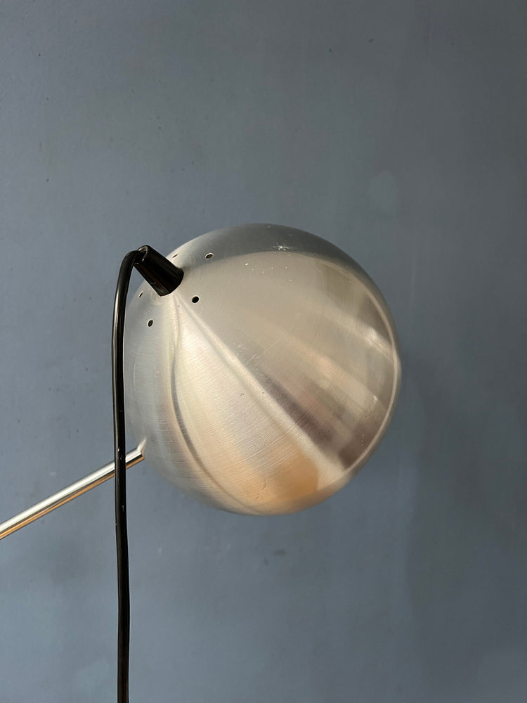 Mid Century Silver Swing Arm Eyeball Floor Lamp