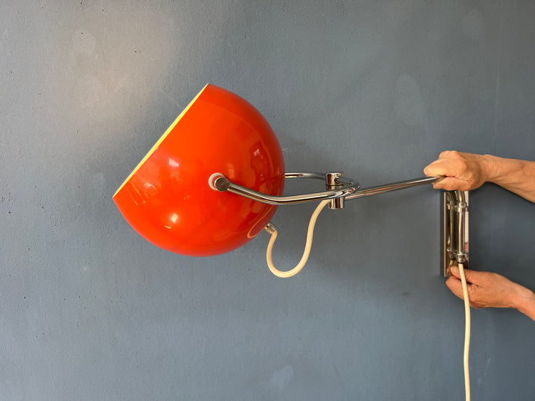 Red GEPO Wall Lamp - Eyeball Wall Light - Mid Century Lamp