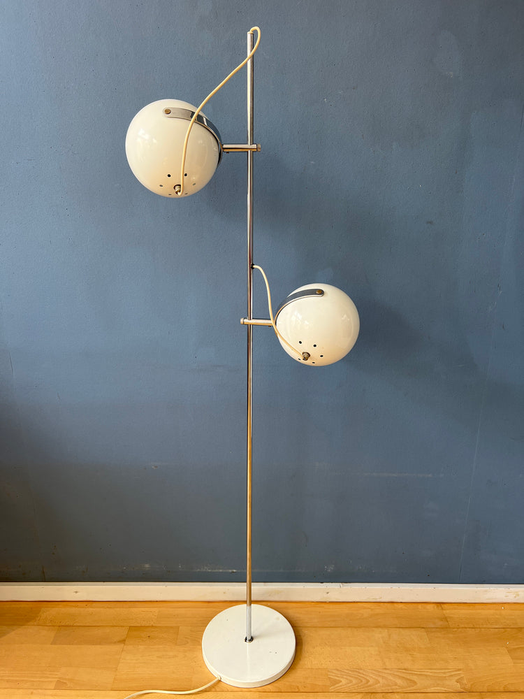 White Mid Century Space Age Eyeball Floor Lamp