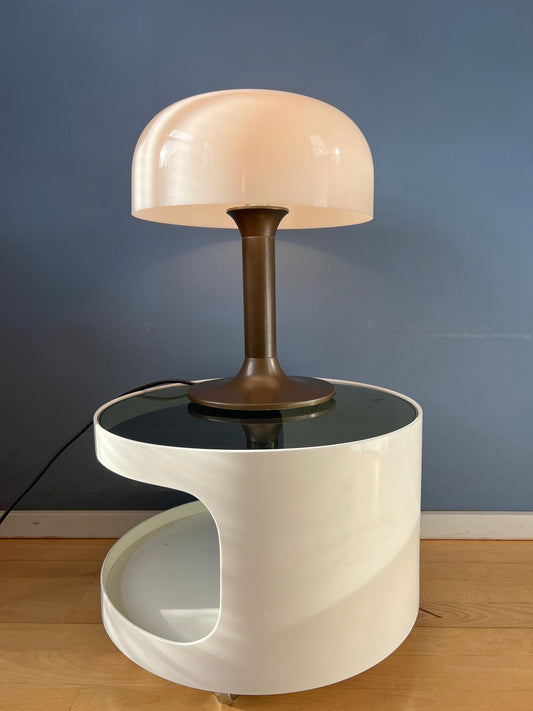 Brown and White Space Age Mid Century Mushroom Table Lamp