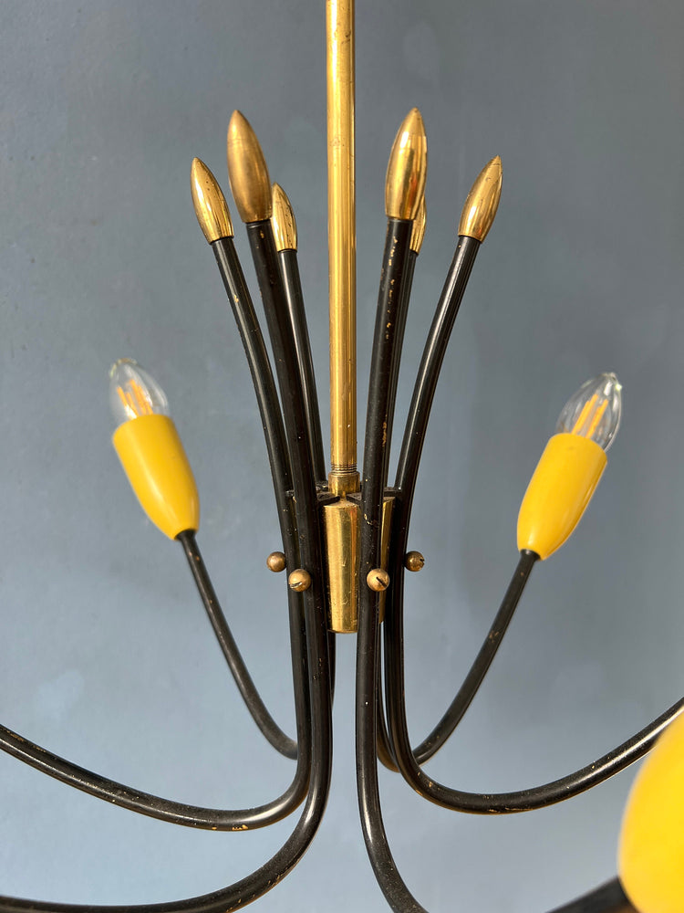 Vintage Yellow 50s Spider Pendant Lamp