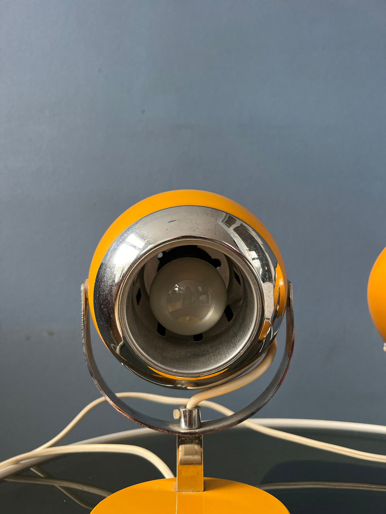 Set (2) of Yellow Space Age Eyeball Table Lamps