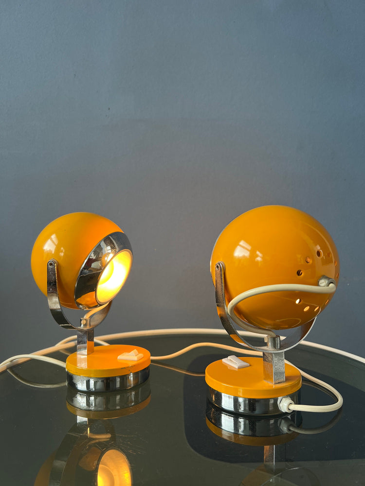 Set (2) of Yellow Space Age Eyeball Table Lamps