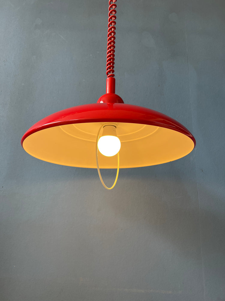 Vintage Red Metal Space Age Pendant Lamp