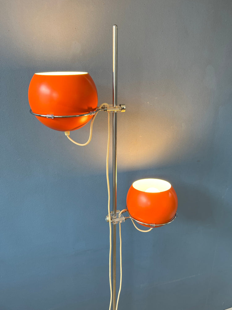 Vintage GEPO Floor Lamp - Orange Eyeball Lamp - Red Space Age 70s Standing Light