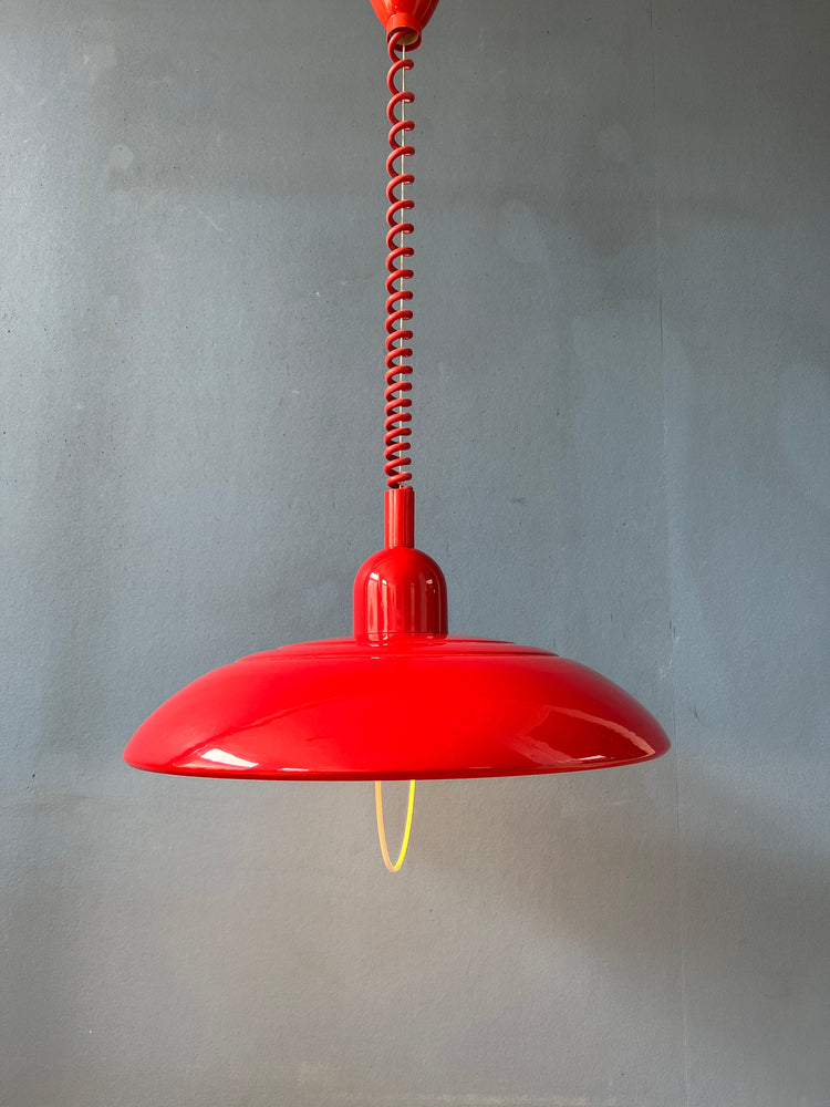 Vintage Red Metal Space Age Pendant Lamp