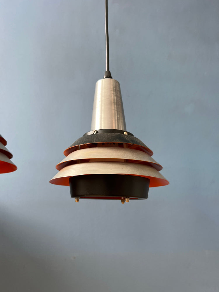 Vintage Orange Space Age Lakro Pendant Lamp - Carl Thore Trava Style 70s Lamp