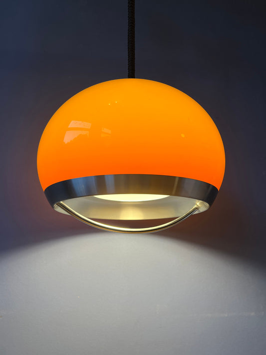 Vintage Orange Dijkstra Pendant Light / Mid Century Space Age Light Fixture