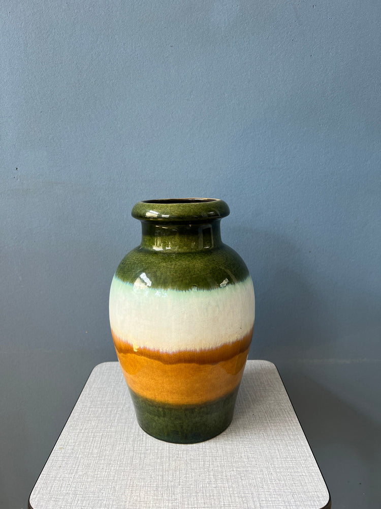 Green and Yellow Scheurich West Germany Ceramic Vase