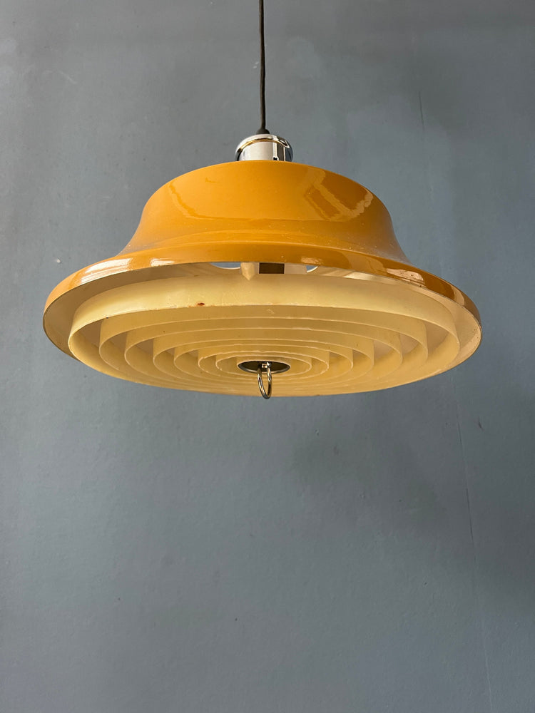 Yellow Mid Century Metal Pendant Light