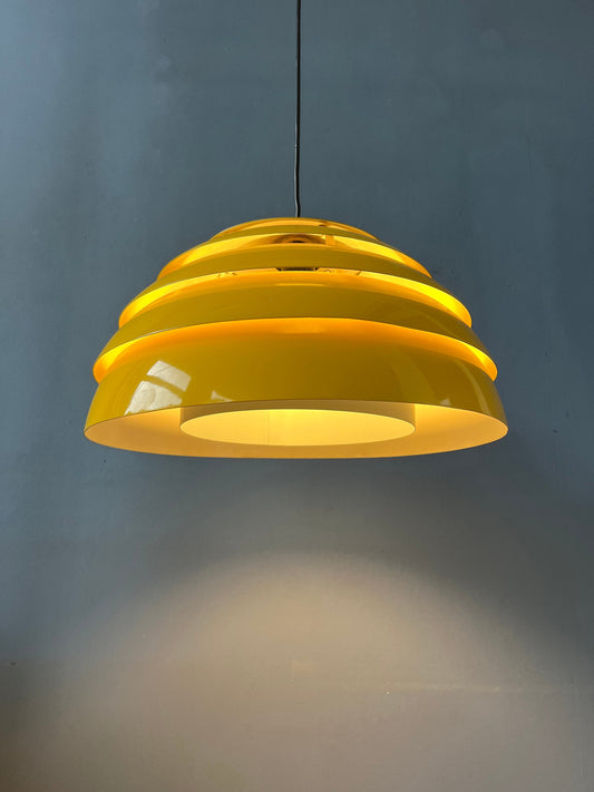 Mid Century Hans-Agne Jakobsson Yellow Dome Hanging Lamp