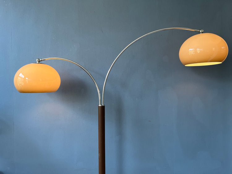 Vintage Dijkstra Double Arc Mushroom Floorlamp | Space Age Lighting | Retro 70s Standing Light