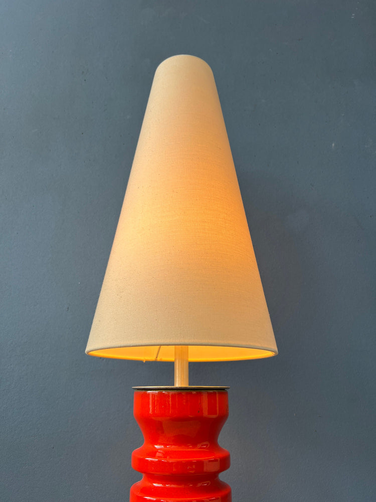 Large Red Space Age Flower Ceramic Mid Century Table Lamp