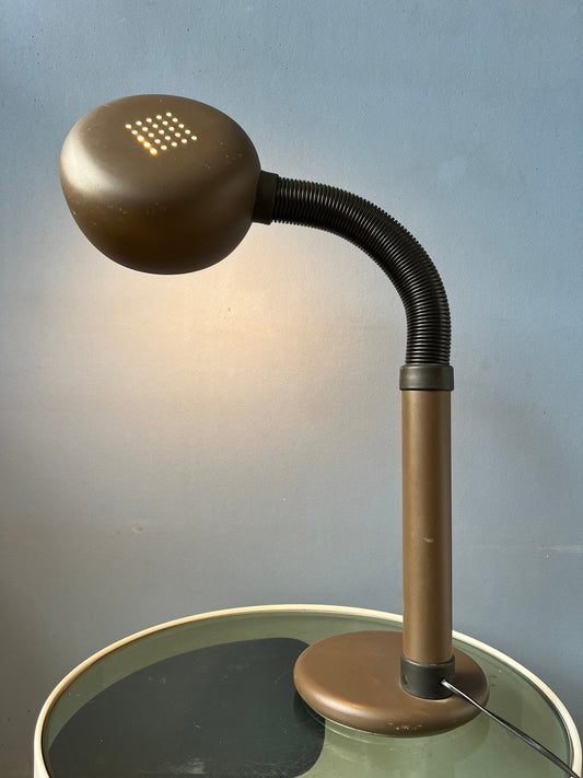 Brown Space Age Desk Lamp with Adjustable Arm