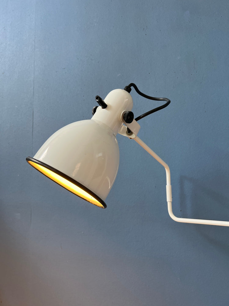 Anvia Elbow Table Lamp by Hoogervorst - White Swing-Arm Desk Light - Mid Century Office Lamp