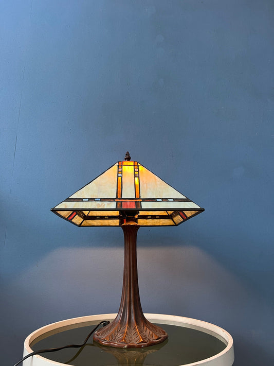 Colourful Tiffany Stained Glass Table Lamp Art Deco Style