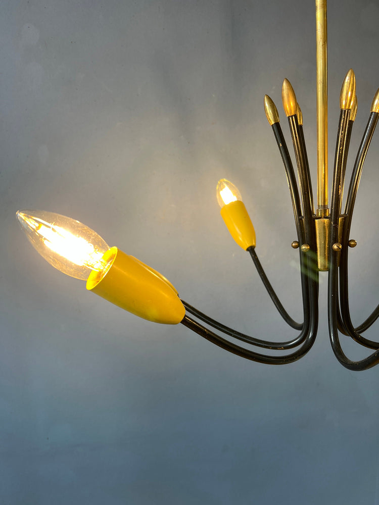 Vintage Yellow 50s Spider Pendant Lamp