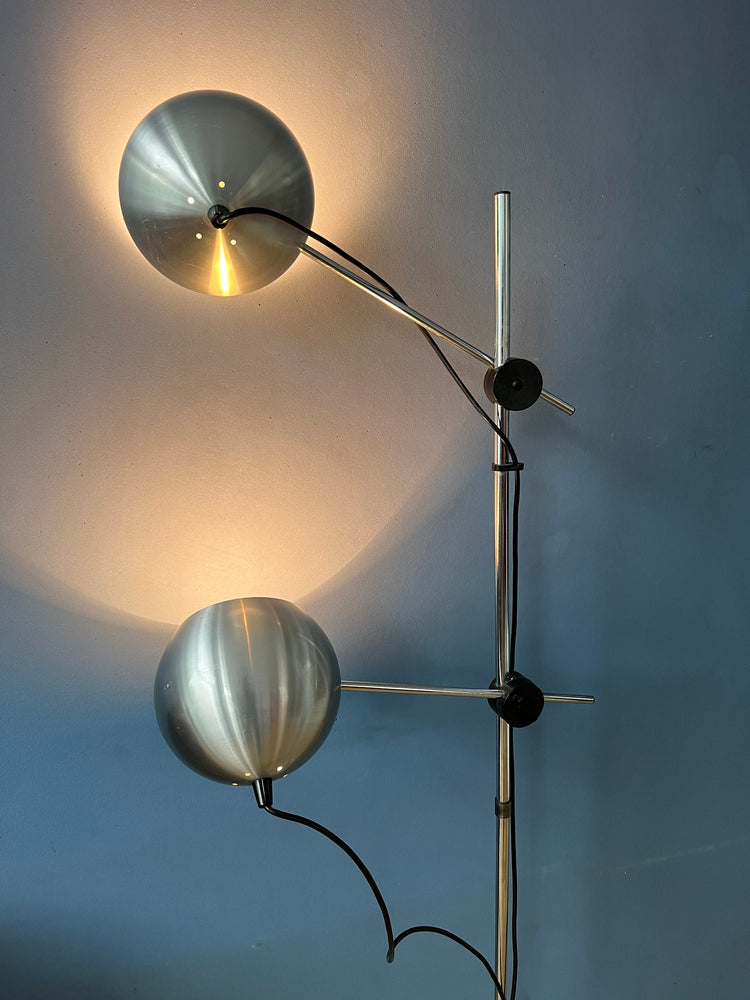 Mid Century Silver Swing Arm Eyeball Floor Lamp