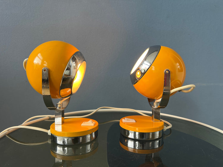 Set (2) of Yellow Space Age Eyeball Table Lamps