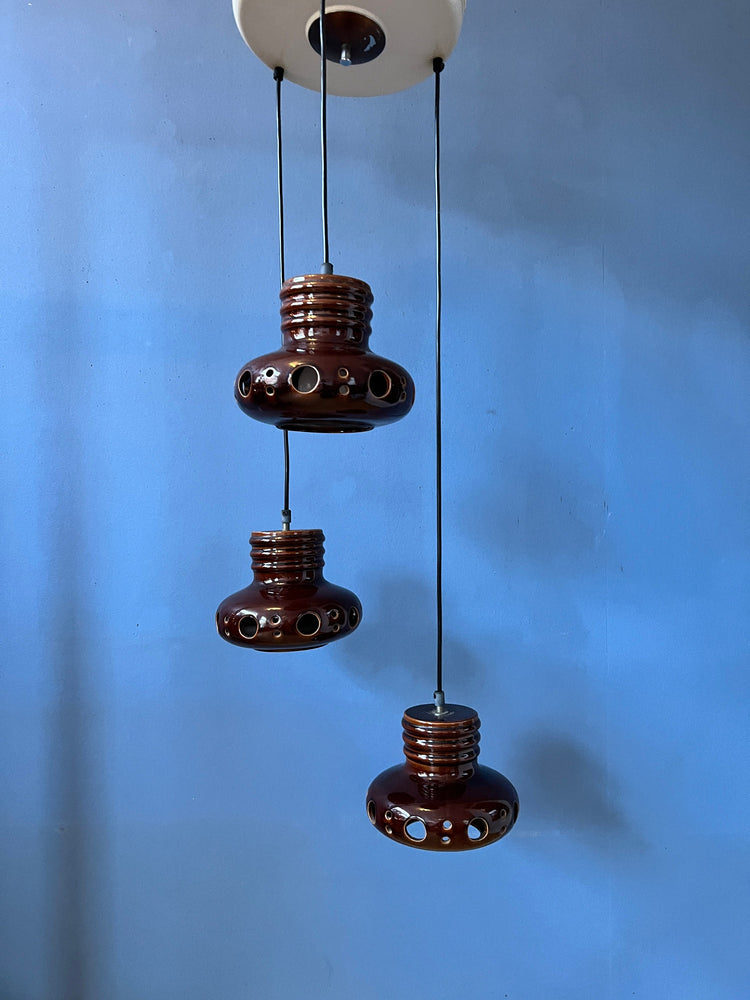 West Germany Ceramic Cascade Chandelier / Pendant Light