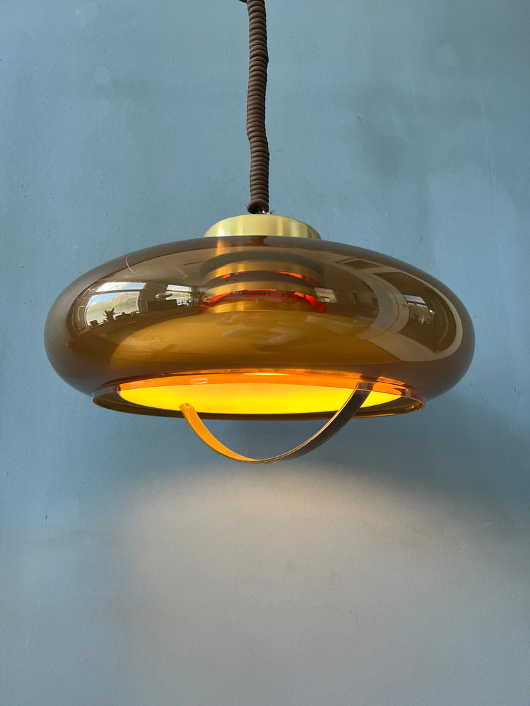 Mid Century Oval UFO Herda Space Age Pendant Lamp