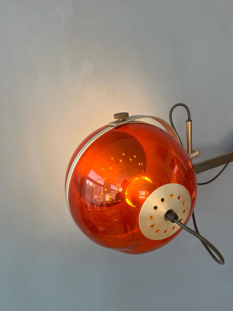 Vintage Orange Dijkstra Globe Space Age Wall Lamp